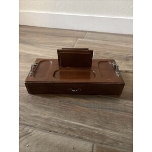 Vintage London Leather Wooden organizer Wallet Keys Jewelry Drawer Men's Dresser